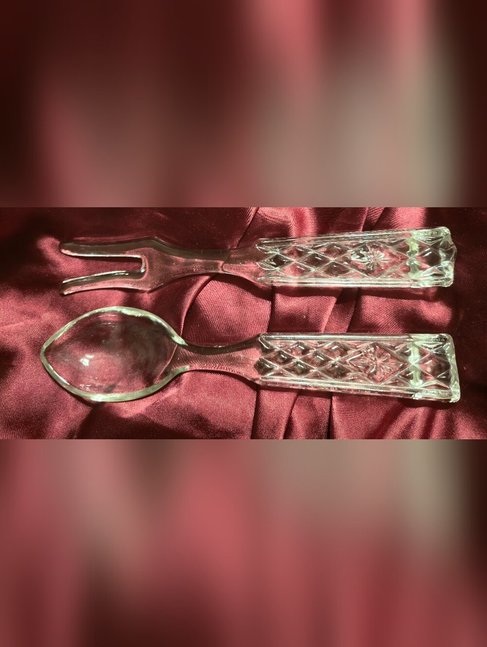 Anchor Hocking Wexford Glass Salad Serving Spoon & Fork